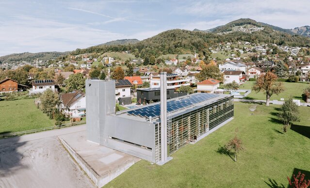 Drohnenaufnahme von Heizwerk Sulz